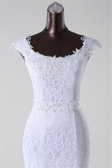 Elegant Mermaid Wedding Gown with Long Lace and Jewel Appliques