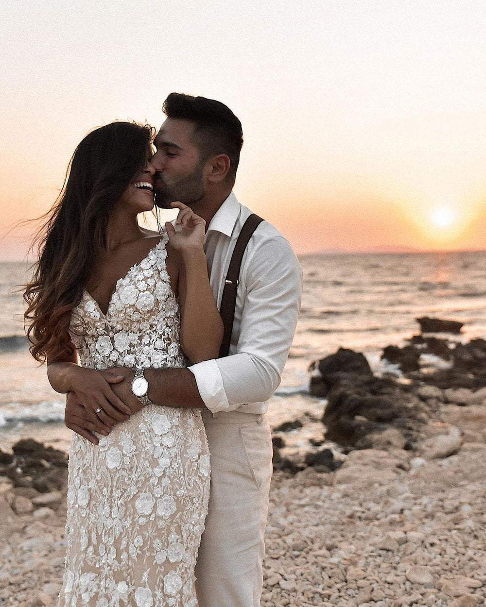 Elegant Lace Backless Mermaid Wedding Dress with Long V-neck and Floral Details