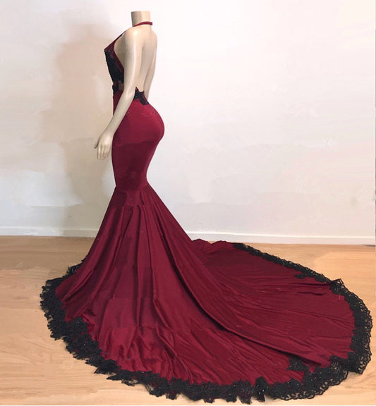 Gorgeous Halter Sleeveless Mermaid Prom Dress Long With Appliques