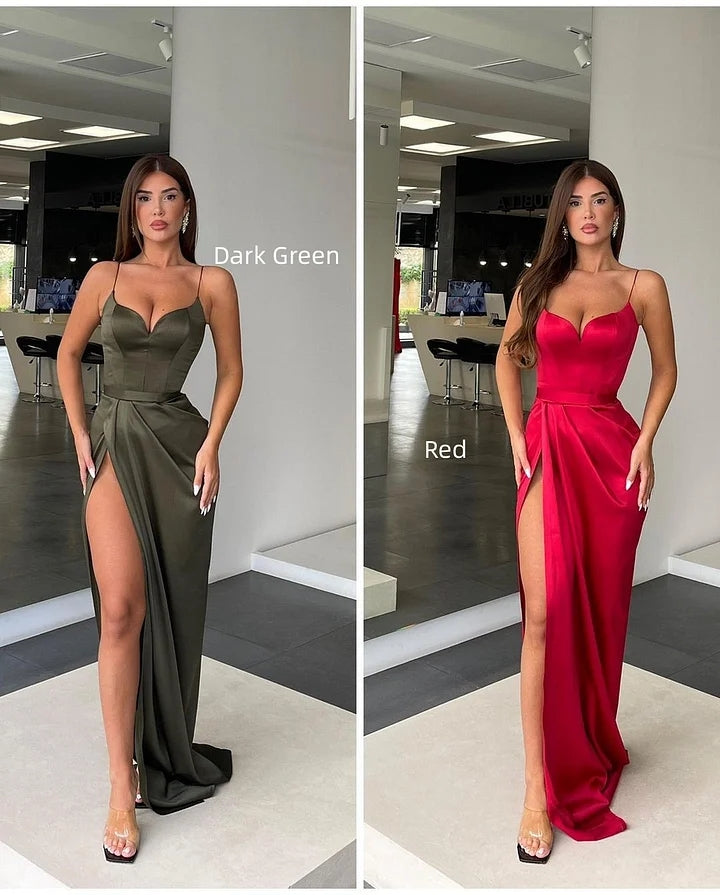 Orange Prom Dress Charmeuse Sleeveless Spaghetti Strap