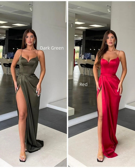 Orange Prom Dress Charmeuse Sleeveless Spaghetti Strap