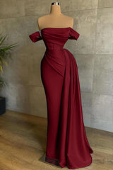 Beautiful White Mermaid Prom Dress Off the Shoulder Pleated