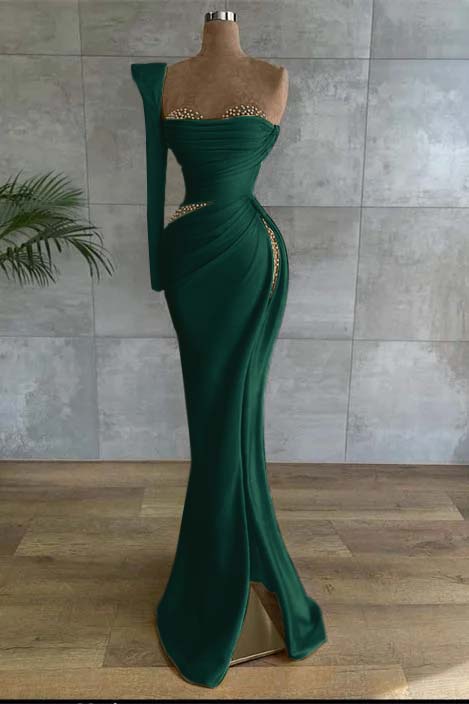 Asymmetrical Prom Dress with Beads