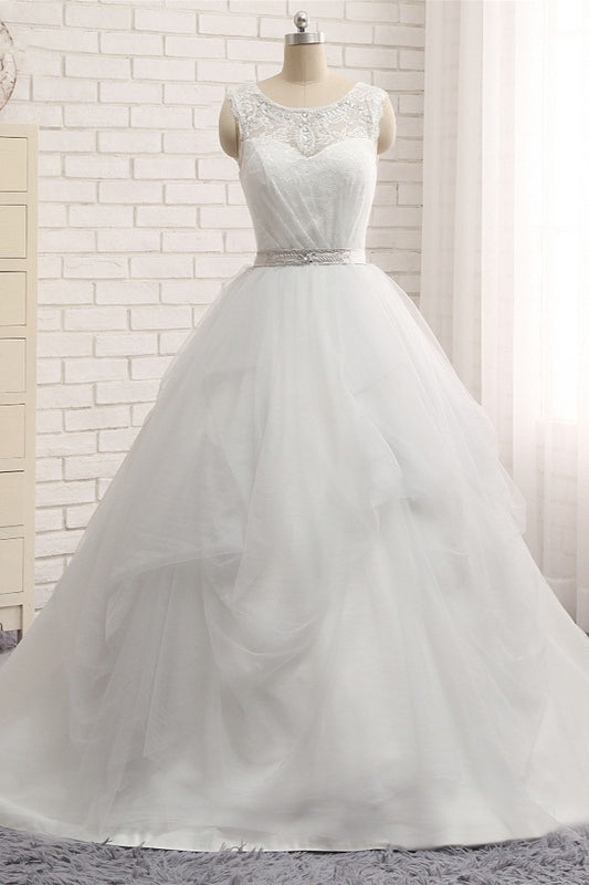 Long Princess Vintage Wedding Dress in Tulle Lace Jewel Tone