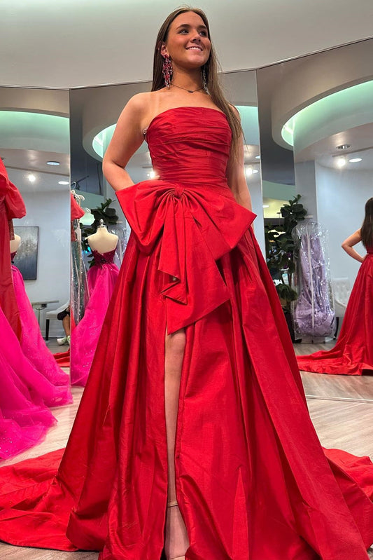 Gorgeous Strapless Sleeveless A-Line Prom Dress With Split On Sale