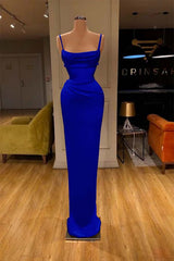 Red Spaghetti-Straps Prom Dress Long Mermaid Simple Dress