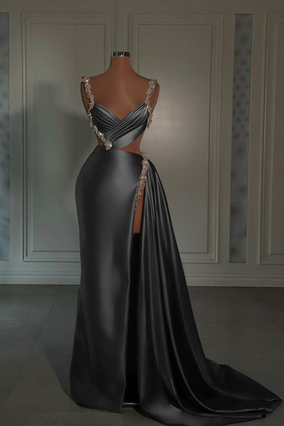 Glamorous Pink Prom Dress Sweetheart Spaghetti Strap With High Slit Trail