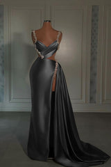 Glamorous Pink Prom Dress Sweetheart Spaghetti Strap With High Slit Trail
