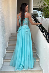 Popular Spaghetti-Straps Sweetheart Sleeveless Mermaid Prom Dresses With High Split Appliques