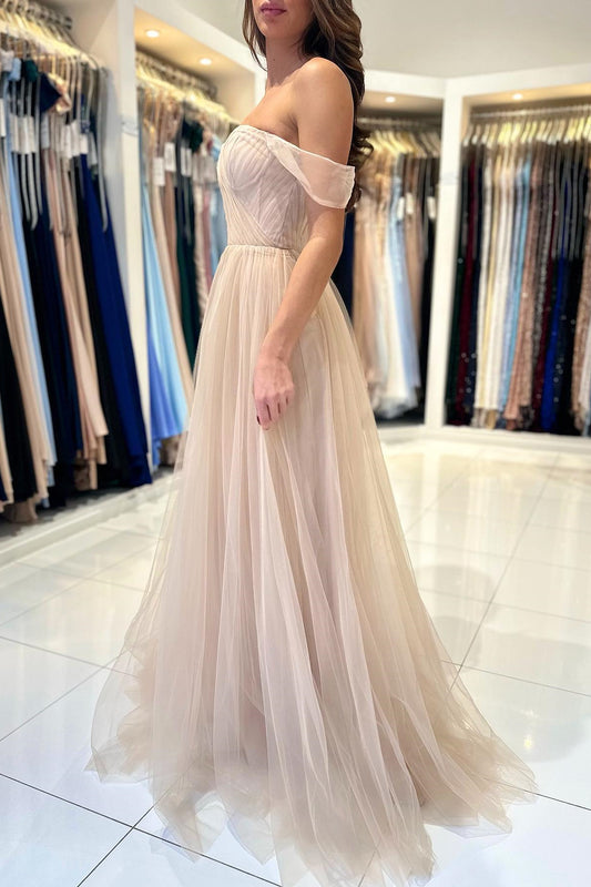 Modern Off-The-Shoulder Sweetheart Prom Dress Tulle A-Line