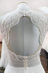 Elegant A-line Chiffon Wedding Dress with Jewel Open Back and Ruffled Appliques