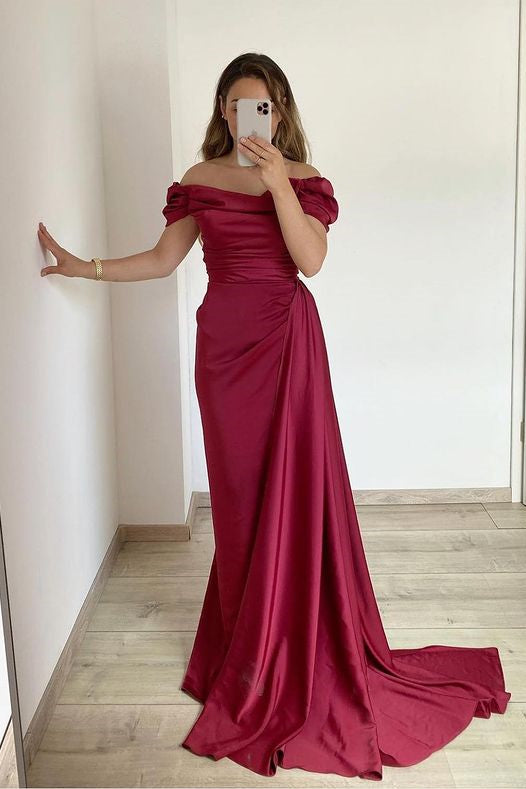 Classy Off-the-Shoulder Mermaid Long Prom Dress With Ruffles