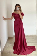 Classy Off-the-Shoulder Mermaid Long Prom Dress With Ruffles