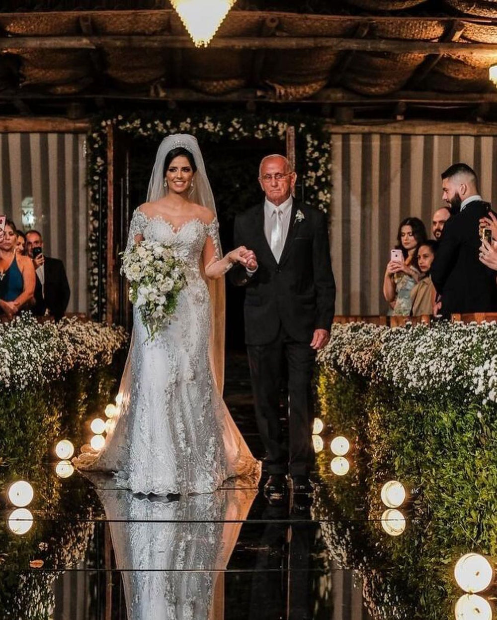 Elegant Off-the-Shoulder Mermaid Wedding Gown with Lace Appliques and Long Sleeves