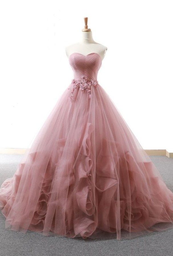 Sweetheart Tulle Wedding Gown in Beautiful Pink
