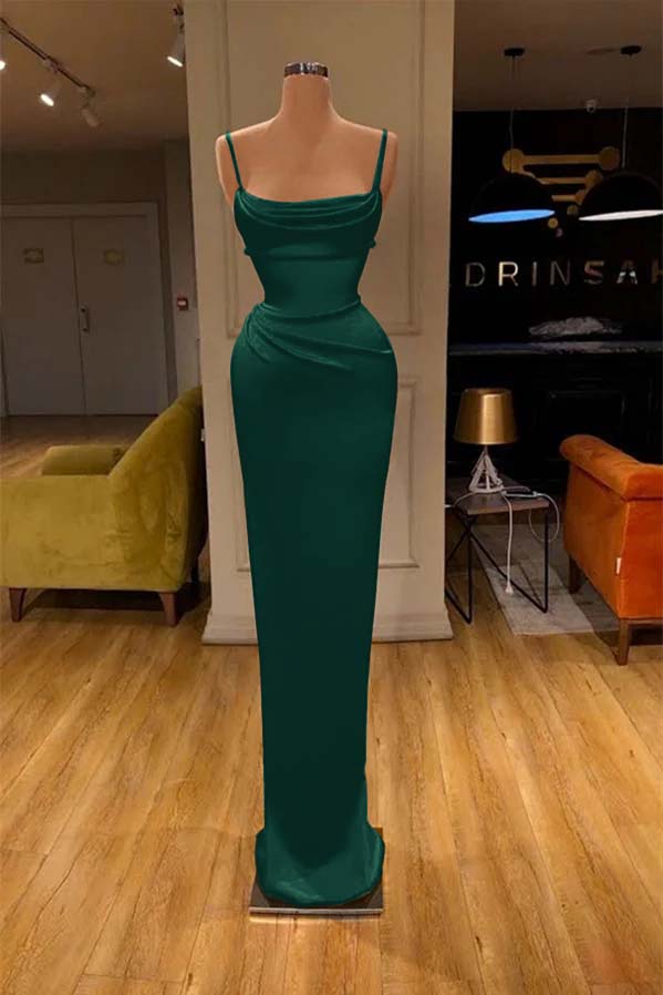 Red Spaghetti-Straps Prom Dress Long Mermaid Simple Dress
