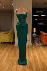 Red Spaghetti-Straps Prom Dress Long Mermaid Simple Dress