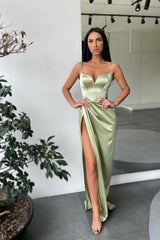 Spaghetti-Straps Mermaid Prom Dress Split Long Evening Party Gowns