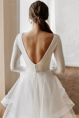 Long Tulle Sleeves Wedding Dress