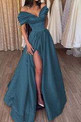  Fuchsia Portrait A-Line Prom Dress with Split
