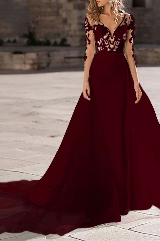 Mermaid Wedding Gown with Long Lace Sleeves