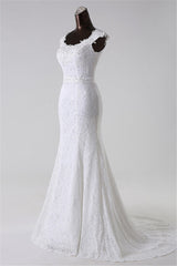 Elegant Mermaid Wedding Gown with Long Lace and Jewel Appliques