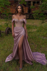 Amazing Off-the-Shoulder Beadings Sweetheart Mermaid Prom Dress Split