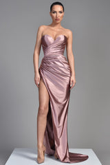 Modern Sweetheart Mermaid Long Prom Dresses With High Split