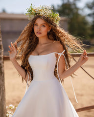 Elegant Off The Shoulder A-line Wedding Gown in Floor Length