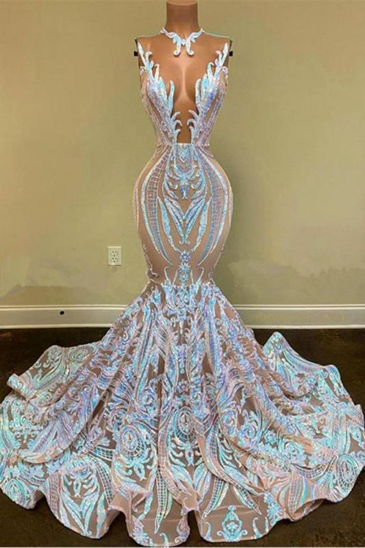 Stunning Sleeveless Mermaid Prom Dress Long Lace Designer Party Gowns