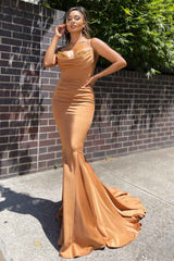Gorgeous Spaghetti-Straps Mermaid Prom Dress Long With Beadings