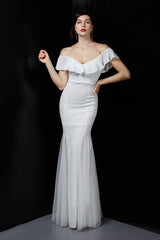 Spaghetti-Straps Mermaid Sequins Prom Dress With Ruffles