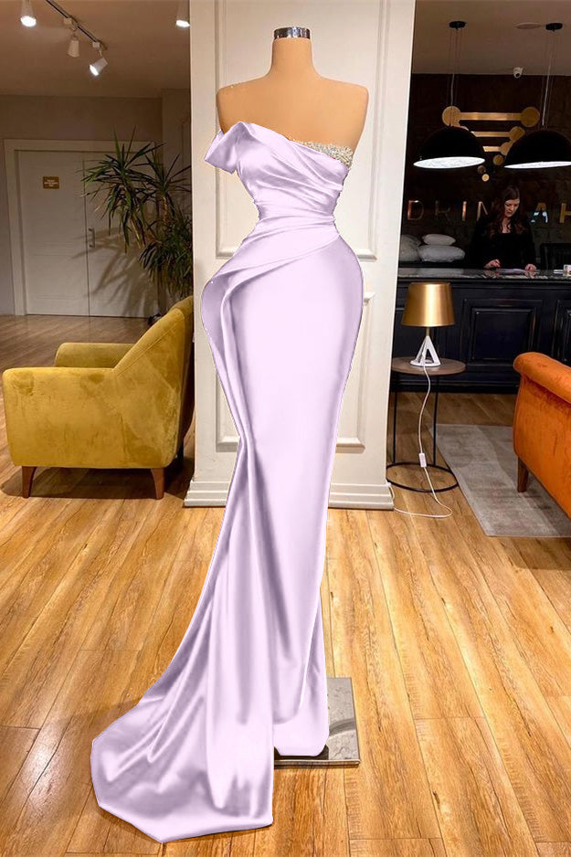  Red Strapless Mermaid Prom Dress Long Pleated with Beads