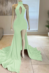 Glorious Red Front Split Mermaid High-Neck Prom Dress Online