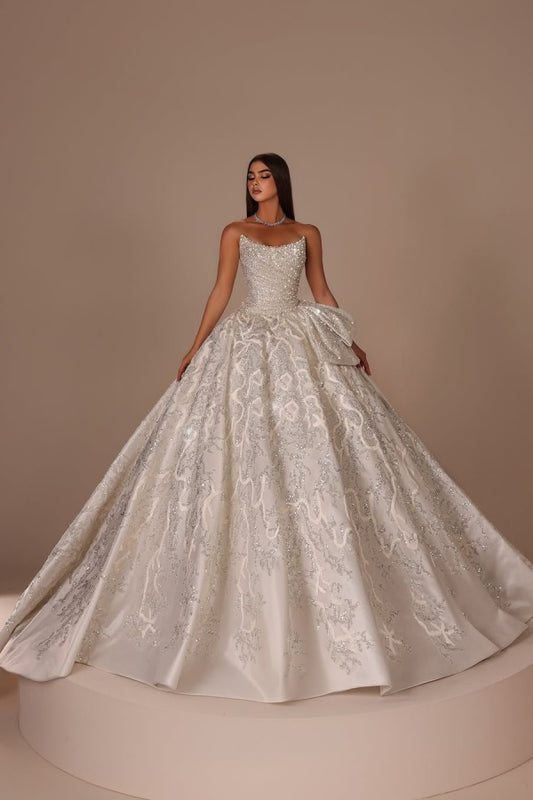 Sliver Strapless Long Prom Dress A-Line Sleeveless with Sequins