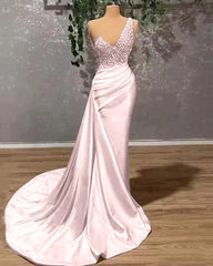 Ivory Elegant One-Shoulder Applique Prom Dress Mermaid with Ruffles