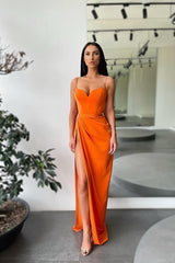 Spaghetti-Straps Mermaid Prom Dress Split Long Evening Party Gowns