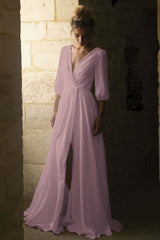 V-Neck Half-Sleeve Bridal Gown