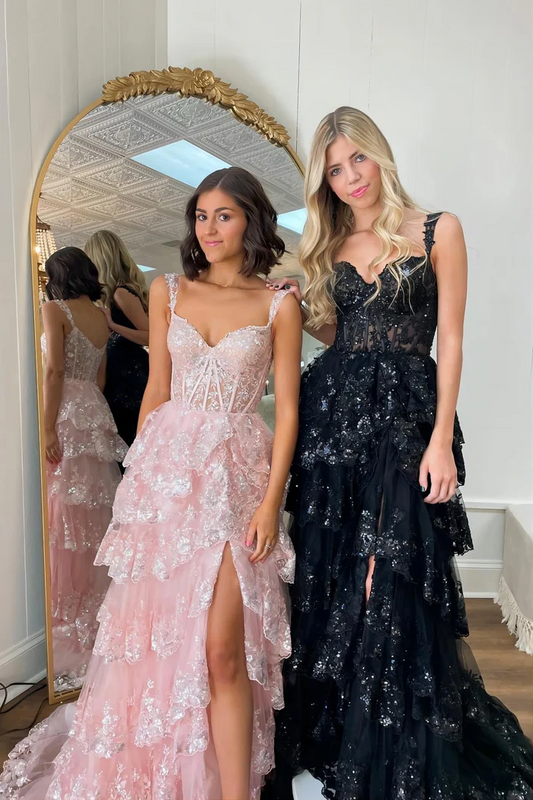 Regency Halter Neck Scoop A Line Tulle Prom Dress with Slit