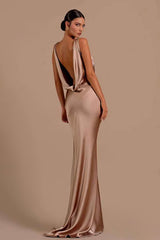 Sexy Deep V Neck Mermaid Prom Dress Long Sleeveless Backless Dress