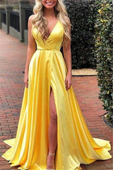 Halter V-Neck Slit Prom Dress Long Evening Party Gowns On Sale