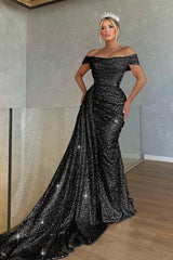  Gorgeous Off-the-Shoulder Prom Dress Strapless Mermaid with Sequins