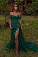 Off-the-Shoulder Beaded Prom Dress Sweetheart Mermaid Split Dress