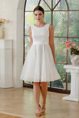 Scoop Neck Short Chiffon Prom Dress Sequins Sleeveless Knee Length Party Dress